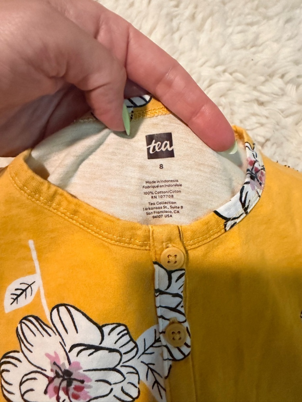 Tea Yellow Floral Tiered Dress with Button Front - Picture 4 of 5